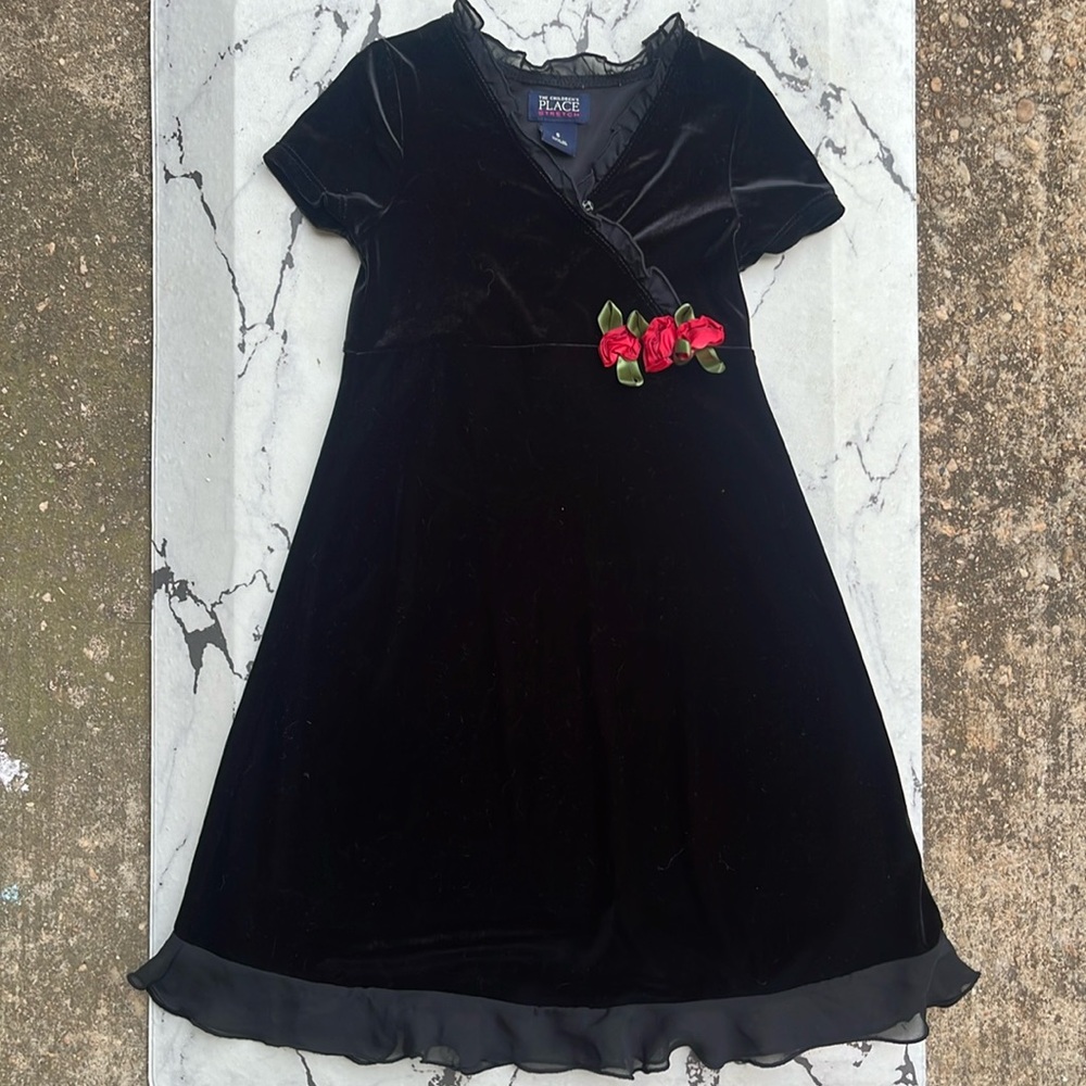 The Children’s Place Black Formal Velvet Dress Girls size 5